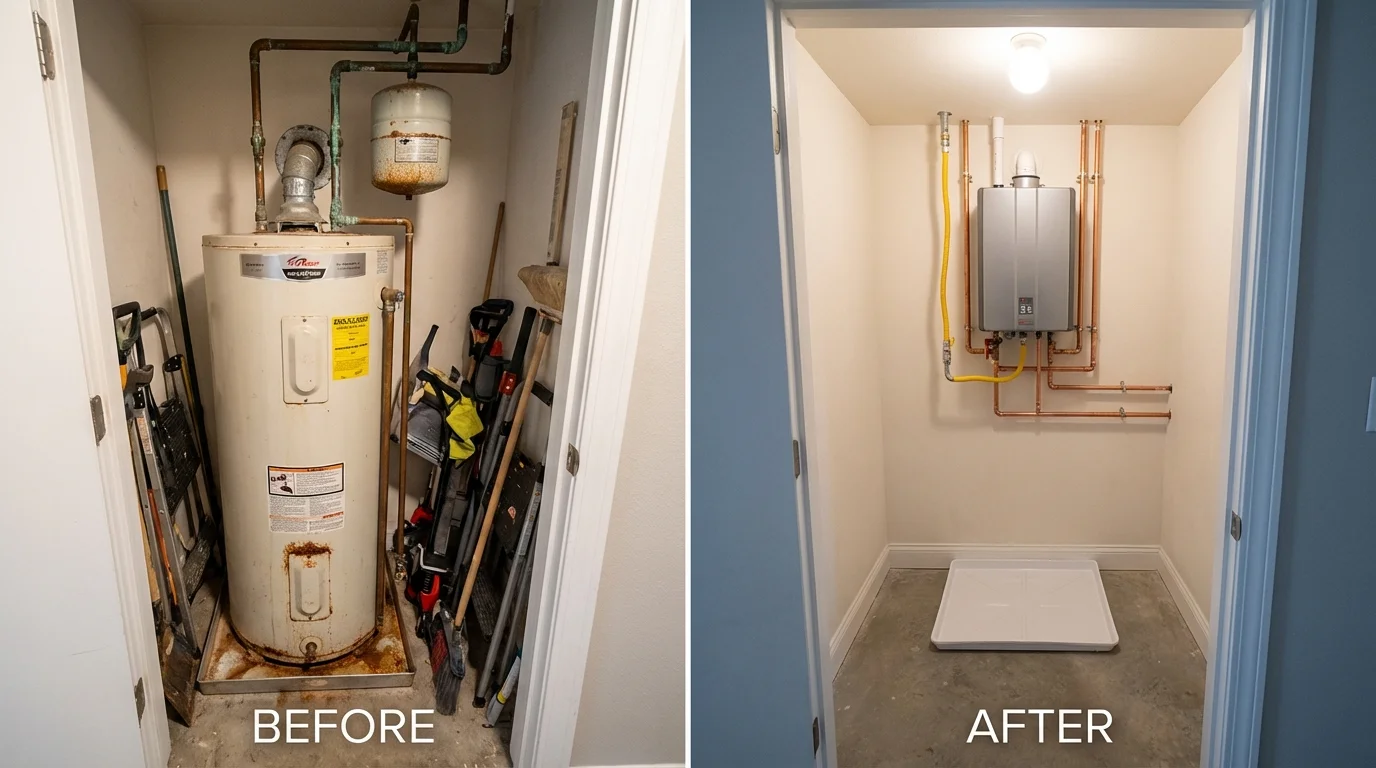 Tank water heater versus wall-mounted tankless unit comparison for Barnstead, NH homeowners