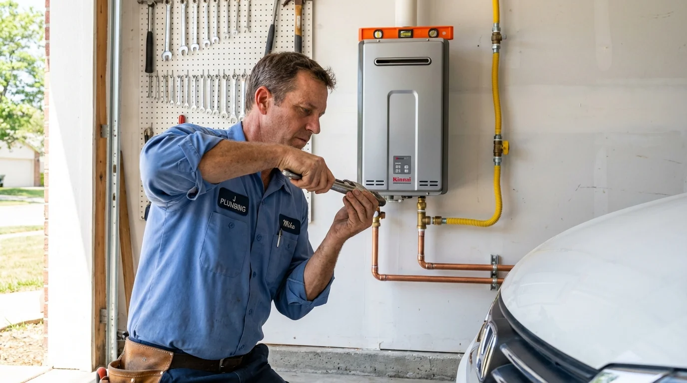 Tankless water heater installation by a Johns Plumbing LLC plumber in Barnstead
